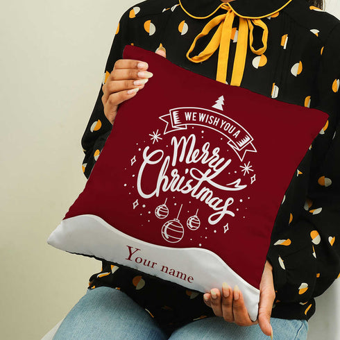 Personalized Merry Christmas Cushion for Festive Home Décor - Uncommongifts.in